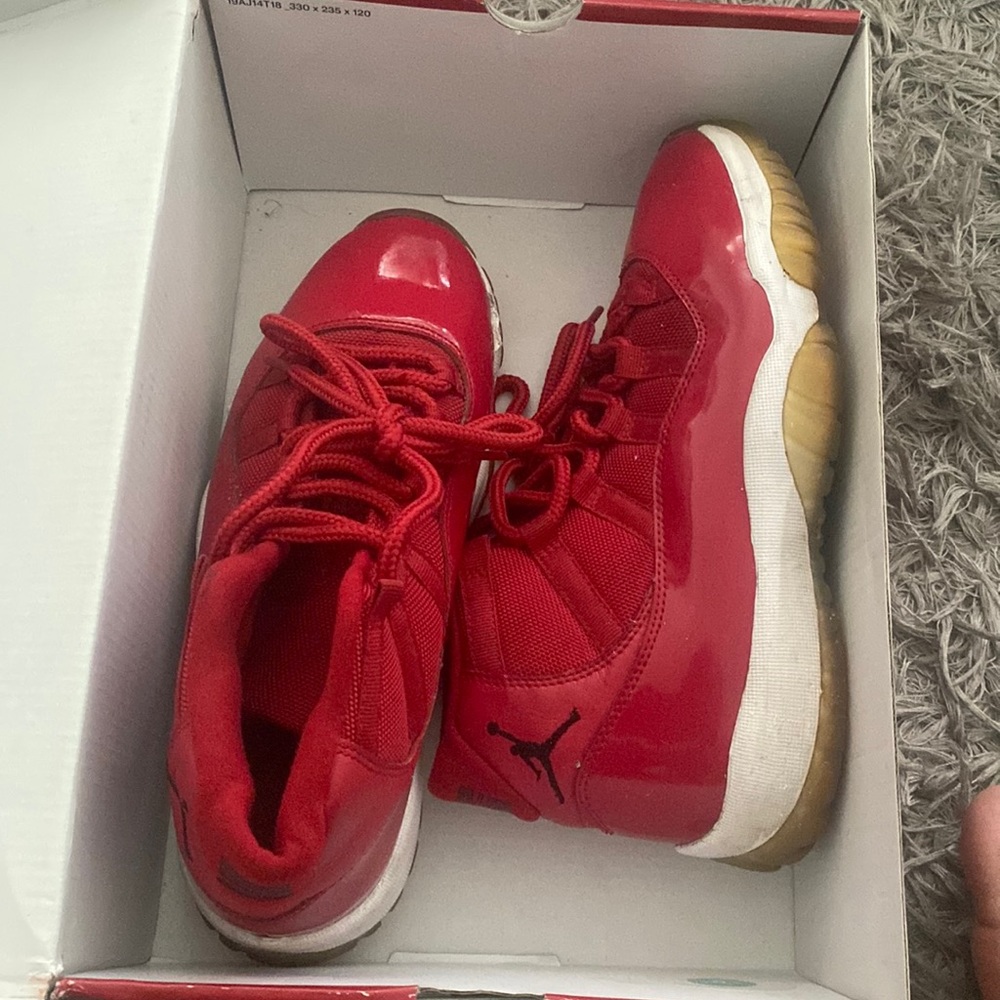 Red Jordan retro shoes